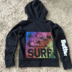 Butter Black Zip-Up Sweatshirt - Surf - Size 6